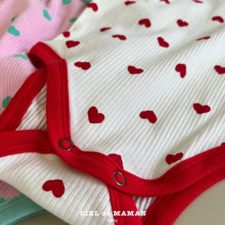 Ciel De Maman - Korean Baby Fashion - #babyclothing - Heart Short Sleeve Body Suit - 8