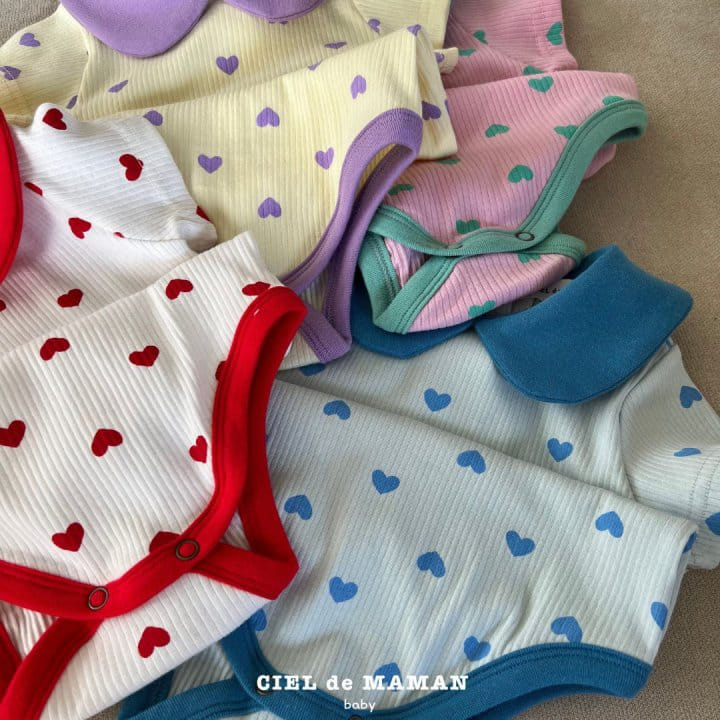 Ciel De Maman - Korean Baby Fashion - #babyfashion - Heart Short Sleeve Body Suit - 9