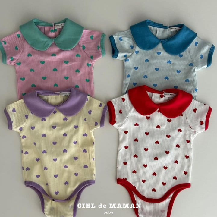 Ciel De Maman - Korean Baby Fashion - #babyfashion - Heart Short Sleeve Body Suit