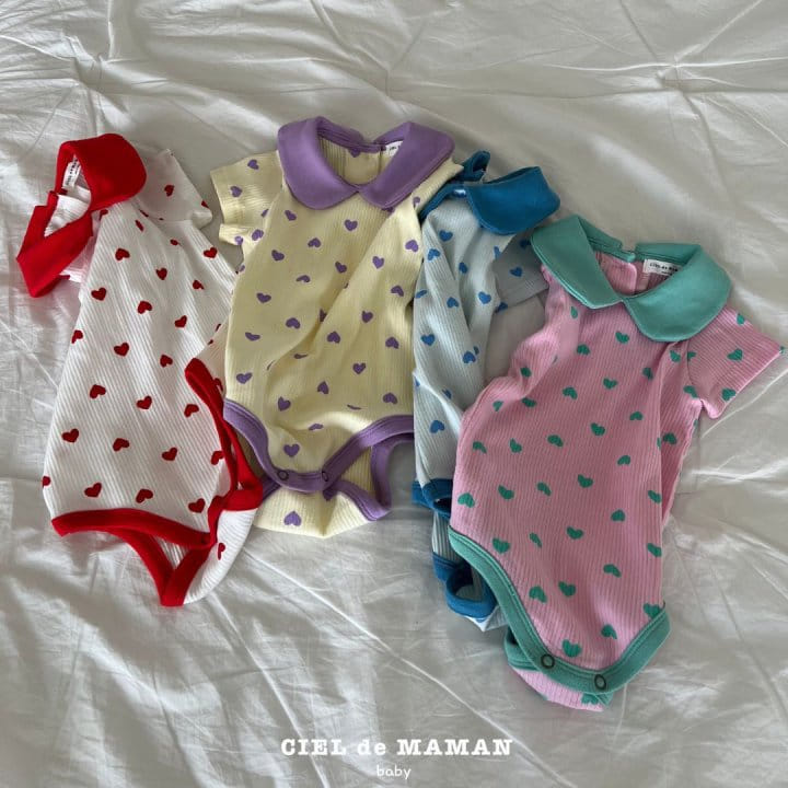 Ciel De Maman - Korean Baby Fashion - #babyfever - Heart Short Sleeve Body Suit - 10