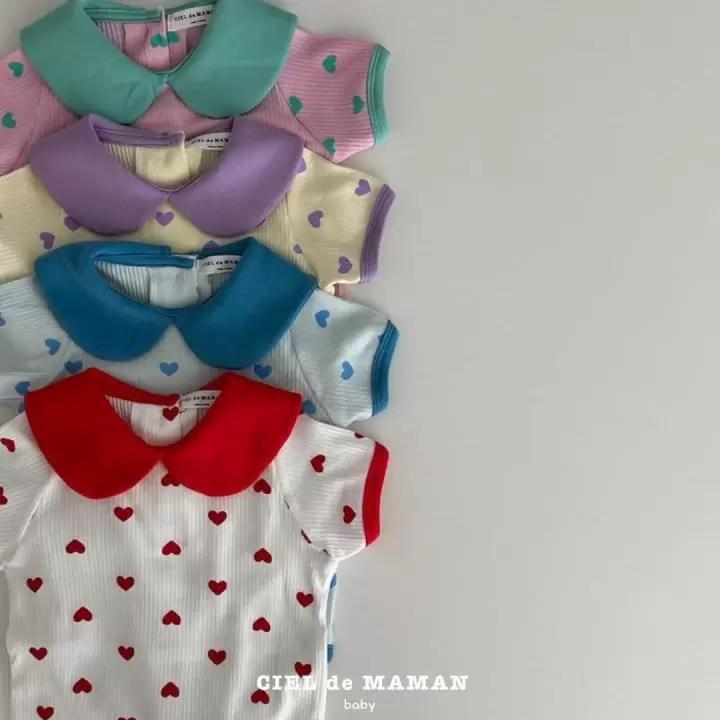 Ciel De Maman - Korean Baby Fashion - #babyfever - Heart Short Sleeve Body Suit - 2