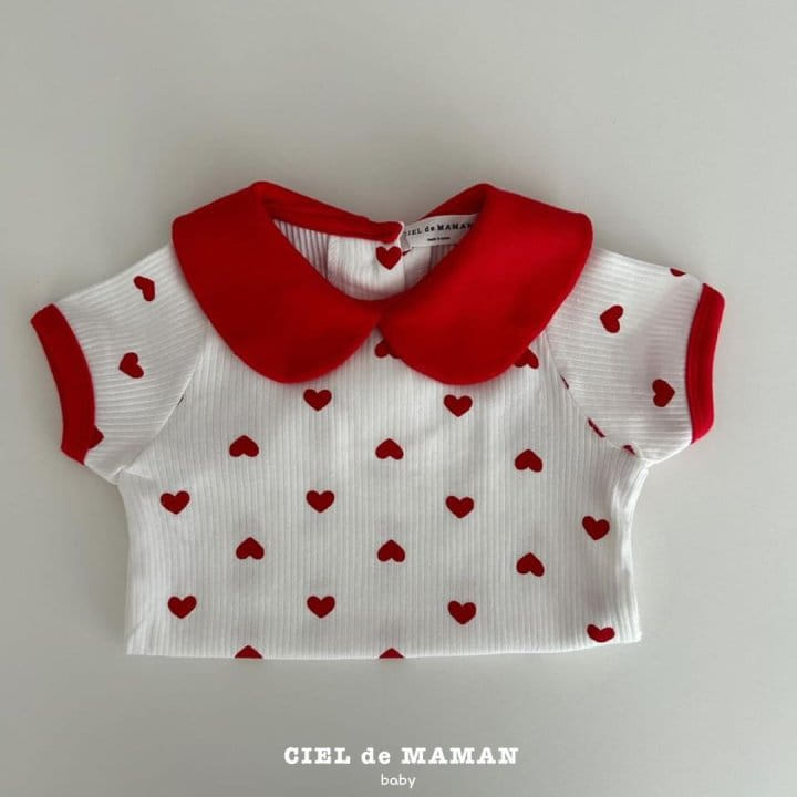 Ciel De Maman - Korean Baby Fashion - #babygirlfashion - Heart Short Sleeve Body Suit - 3