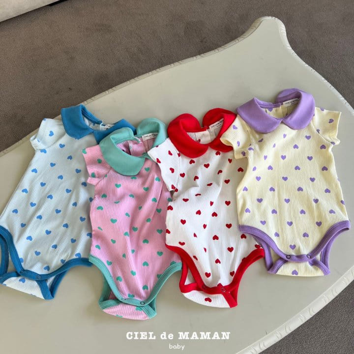 Ciel De Maman - Korean Baby Fashion - #babyoutfit - Heart Short Sleeve Body Suit