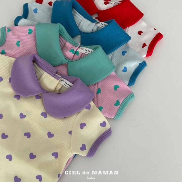 Ciel De Maman - Korean Baby Fashion - #babyoutfit - Heart Short Sleeve Body Suit - 7