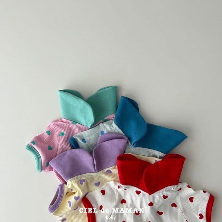 Ciel De Maman - Korean Baby Fashion - #babyoutfit - Heart Short Sleeve Body Suit - 8