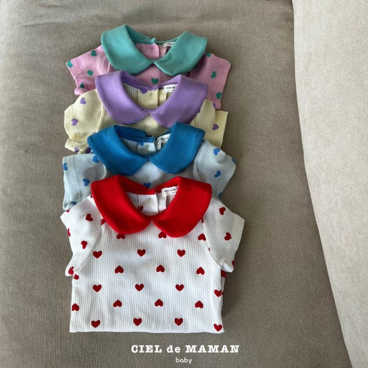 Ciel De Maman - Korean Baby Fashion - #babywear - Heart Short Sleeve Body Suit - 2