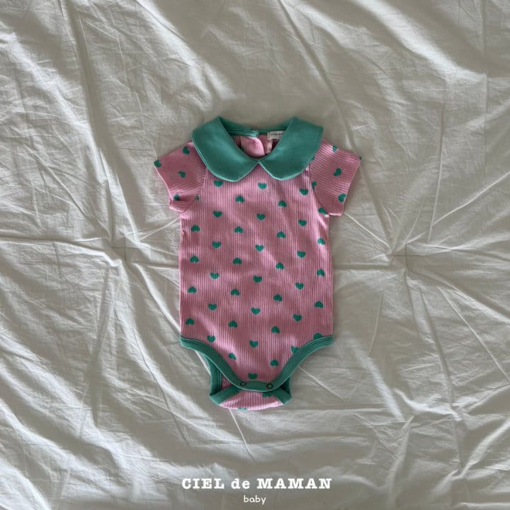 Ciel De Maman - Korean Baby Fashion - #smilingbaby - Heart Short Sleeve Body Suit - 5