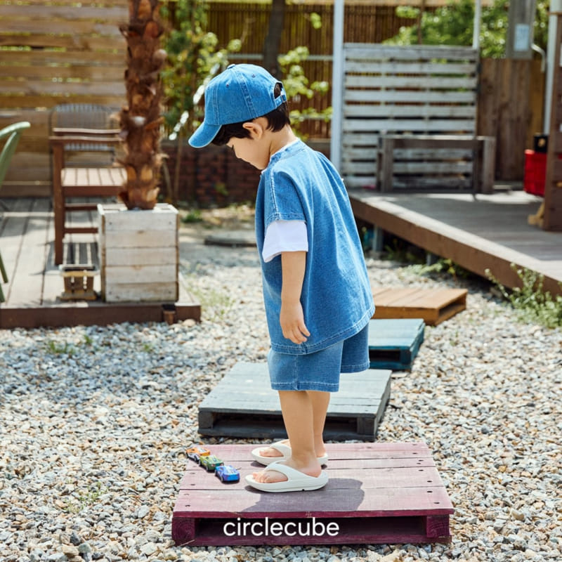 Circle Cube - Korean Children Fashion - #kidzfashiontrend - Indigo Sleeveless Tee - 5