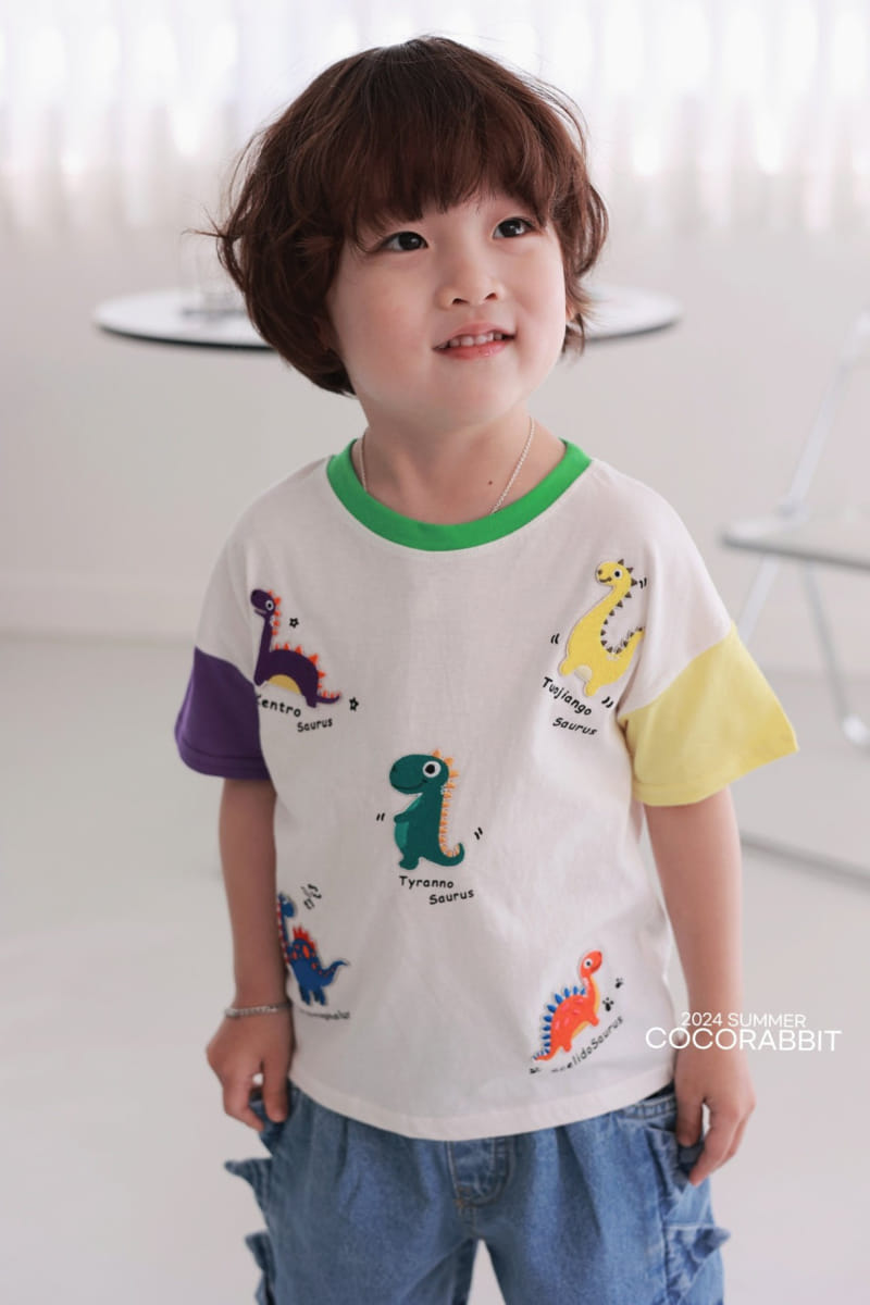 Coco Rabbit - Korean Children Fashion - #childrensboutique - Dino Embroidery Tee - 6