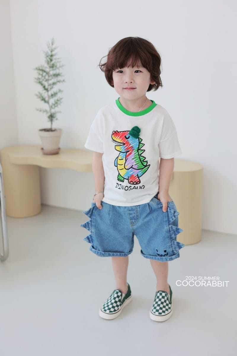 Coco Rabbit - Korean Children Fashion - #kidsshorts - Crayon Dinosaur Tee 