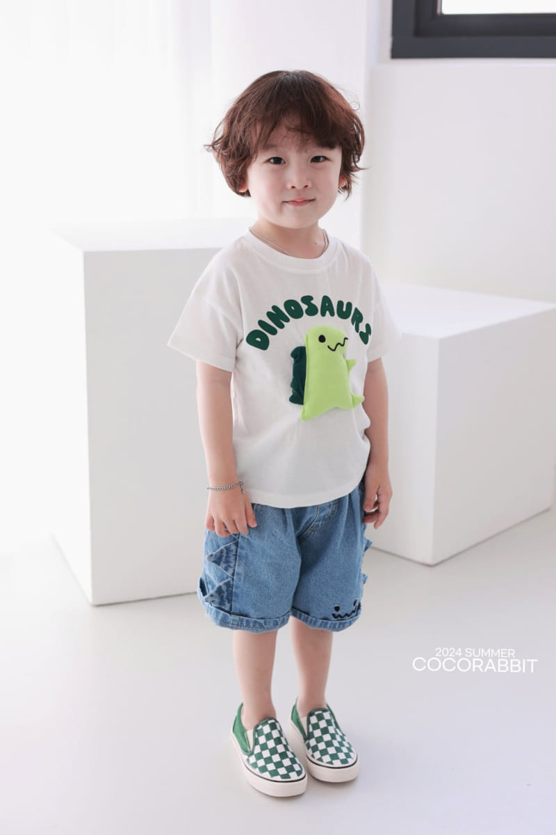 Coco Rabbit - Korean Children Fashion - #kidsshorts - Denim Dinosaur Pants - 5