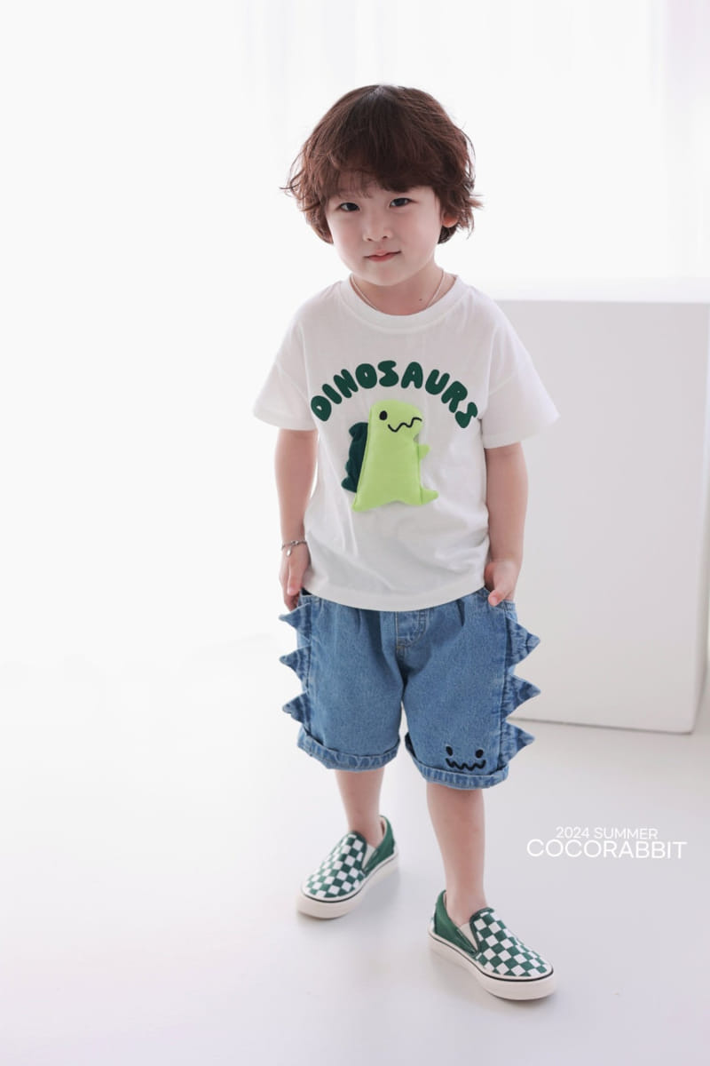 Coco Rabbit - Korean Children Fashion - #kidsstore - Denim Dinosaur Pants - 6