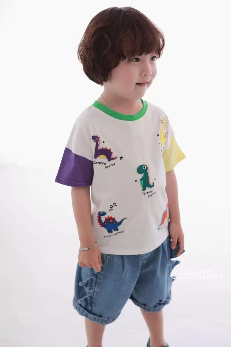 Coco Rabbit - Korean Children Fashion - #minifashionista - Dino Embroidery Tee - 2