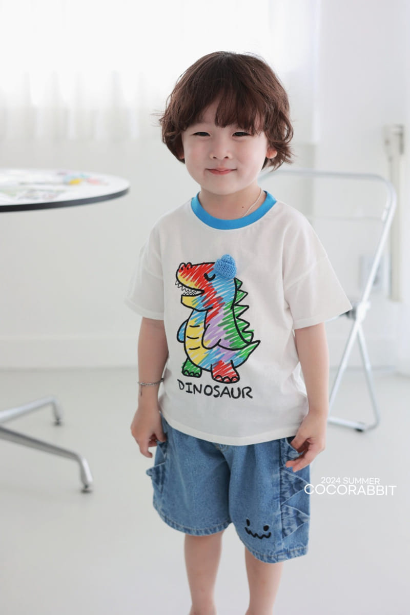 Coco Rabbit - Korean Children Fashion - #prettylittlegirls - Crayon Dinosaur Tee  - 8