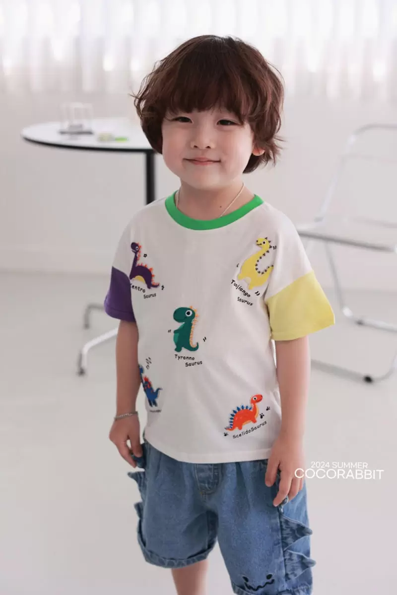 Coco Rabbit - Korean Children Fashion - #prettylittlegirls - Dino Embroidery Tee - 3