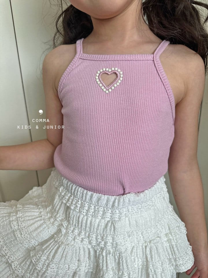 Comma - Korean Children Fashion - #fashionkids - Pearl Heart Sleeveless Tee