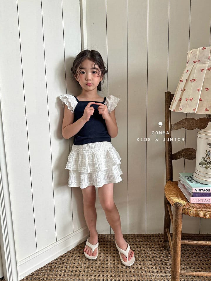 Comma - Korean Children Fashion - #kidsshorts - Lace Sleeve Tee - 11