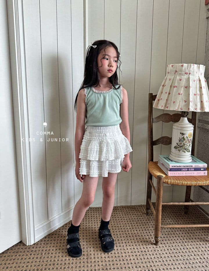 Comma - Korean Children Fashion - #toddlerclothing - Lace Sleeveless Tee - 4