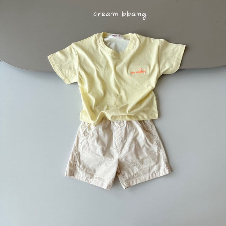 Cream Bbang - Korean Children Fashion - #childofig - Happy Embroidery Short Sleeve Tee - 2