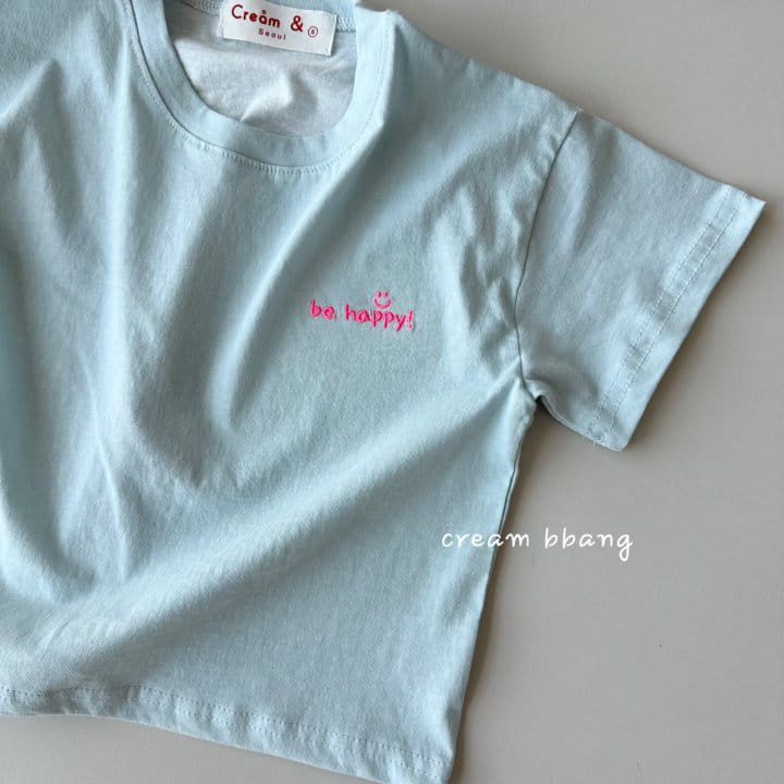 Cream Bbang - Korean Children Fashion - #designkidswear - Happy Embroidery Short Sleeve Tee - 5