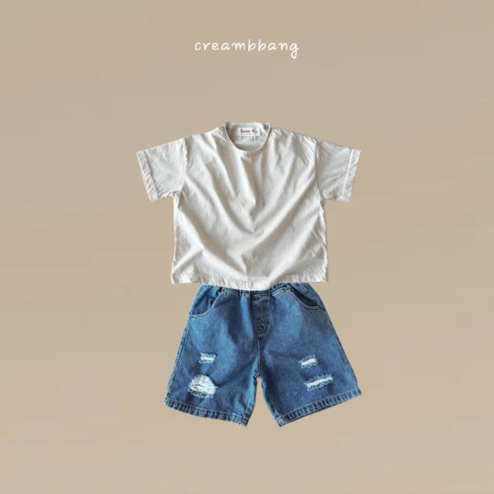 Cream Bbang - Korean Children Fashion - #designkidswear - Twins Vintage Denim Shorts - 4