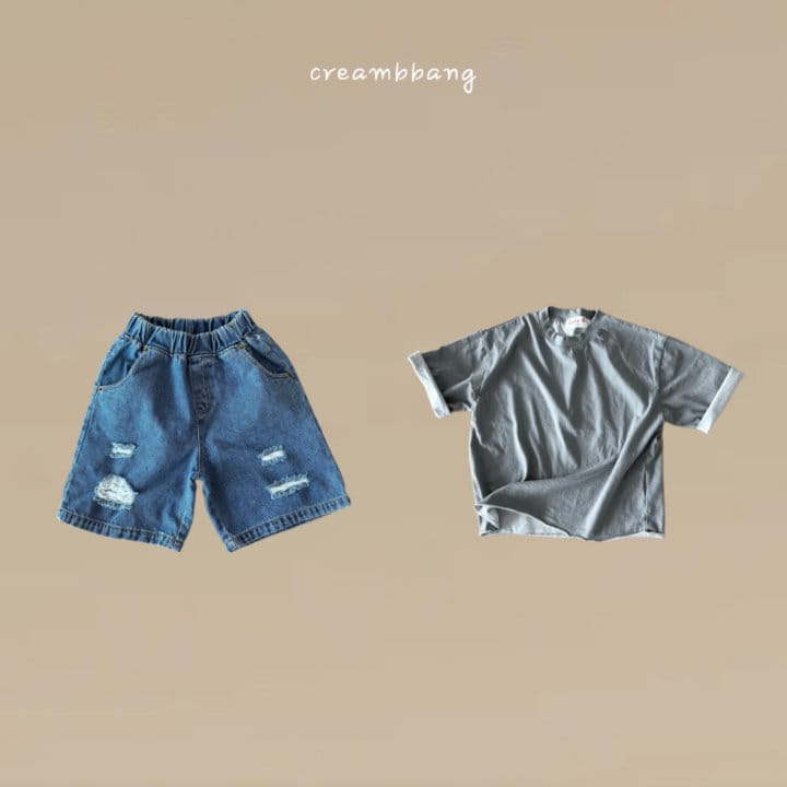 Cream Bbang - Korean Children Fashion - #fashionkids - Twins Vintage Denim Shorts - 5