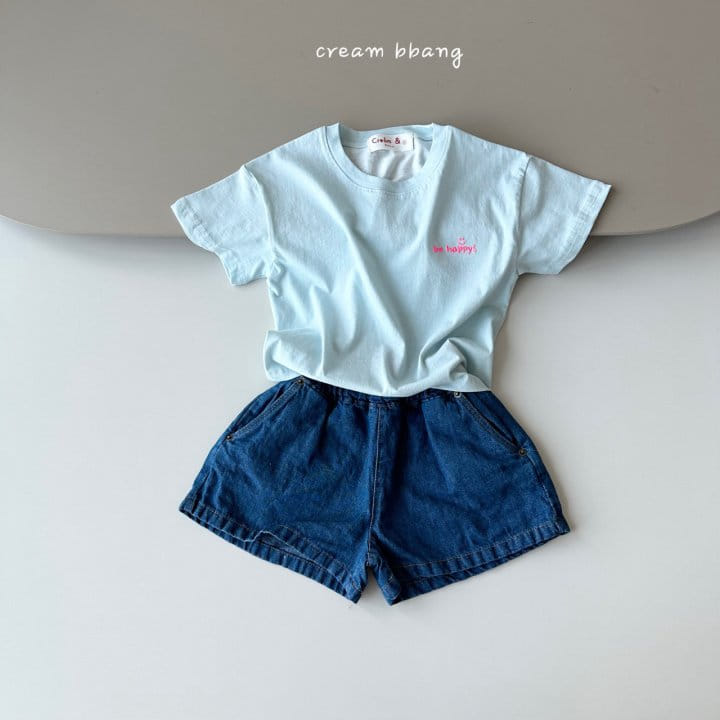 Cream Bbang - Korean Children Fashion - #kidsstore - Happy Embroidery Short Sleeve Tee - 9