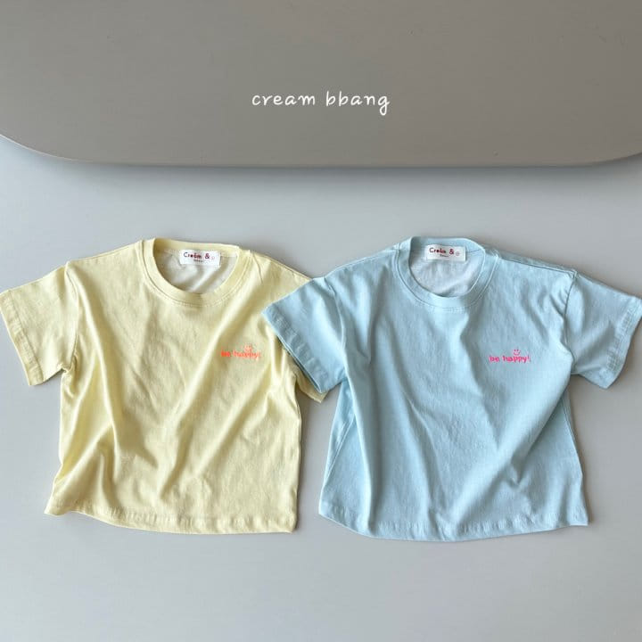 Cream Bbang - Korean Children Fashion - #prettylittlegirls - Happy Embroidery Short Sleeve Tee