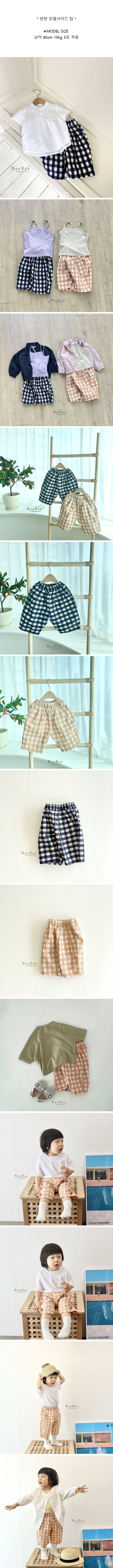 Denden - Korean Children Fashion - #magicofchildhood - Pintuck Check Cropped Shorts - 2
