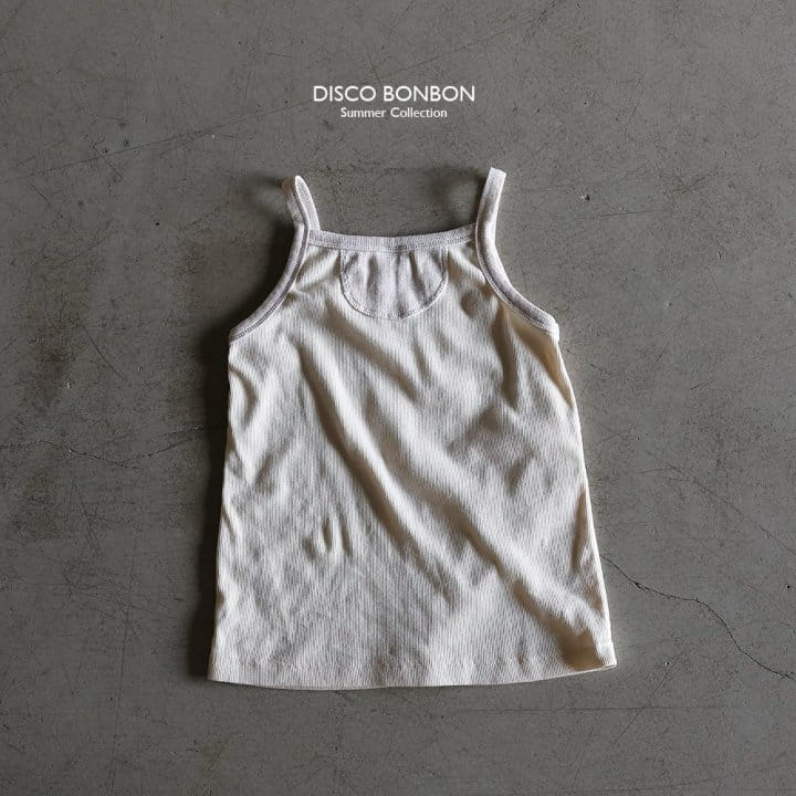 Disco Bonbon - Korean Children Fashion - #stylishchildhood - Cream Rib Span Sleeveless Tee - 2