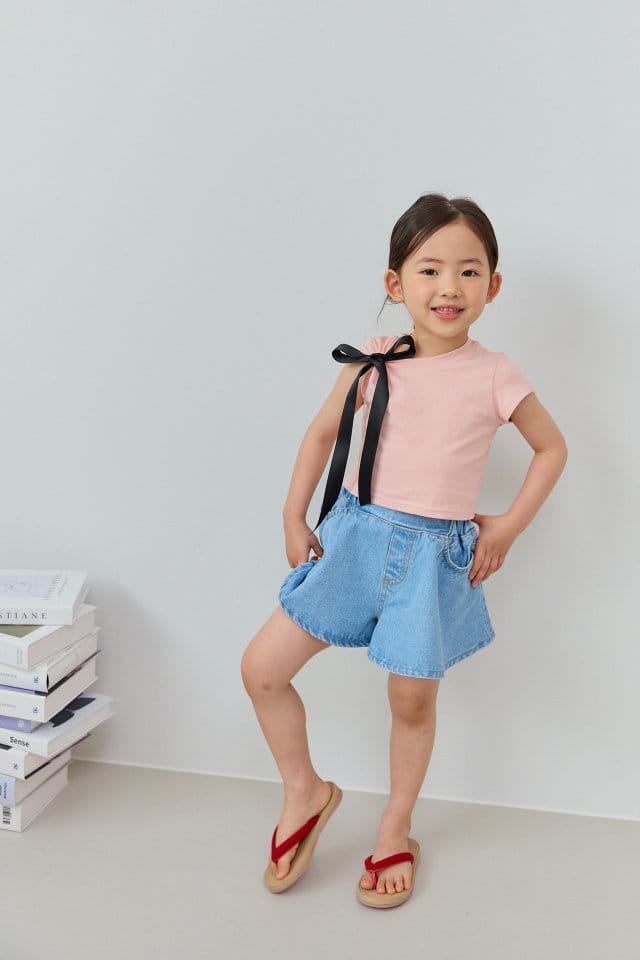 Dore Dore - Korean Children Fashion - #childofig - Unbalance Ribbon Crop Tee - 5