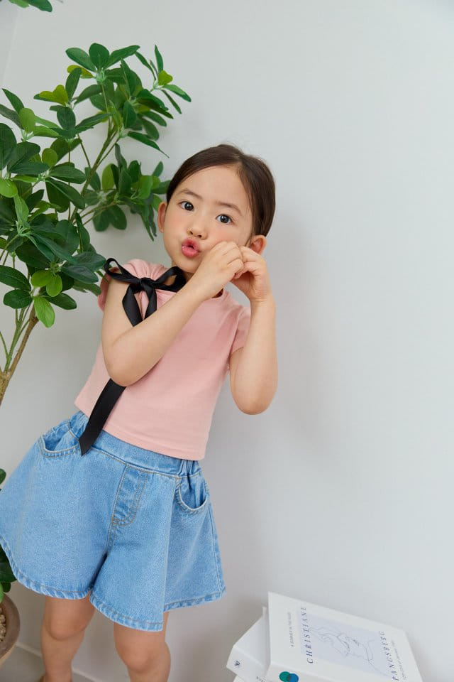 Dore Dore - Korean Children Fashion - #childofig - Unbalance Ribbon Crop Tee - 6