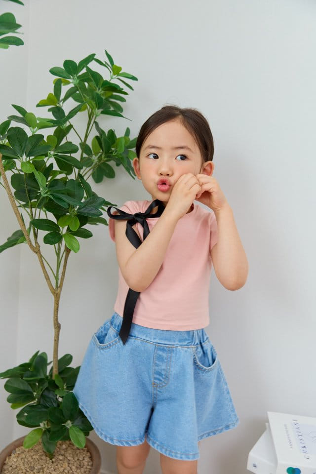 Dore Dore - Korean Children Fashion - #designkidswear - Unbalance Ribbon Crop Tee - 8