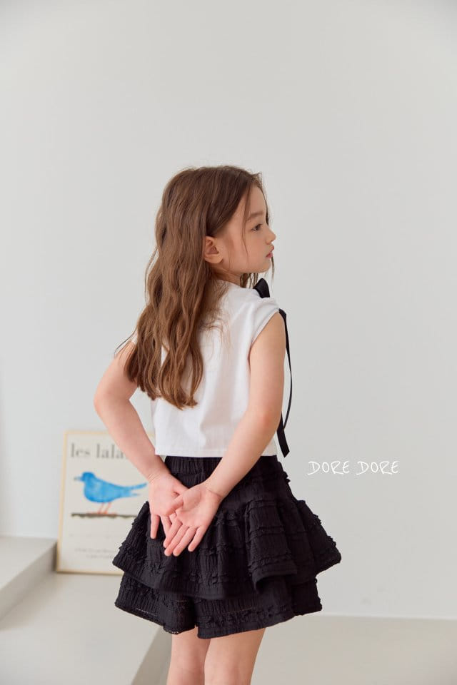 Dore Dore - Korean Children Fashion - #kidsshorts - Unbalance Ribbon Crop Tee - 11