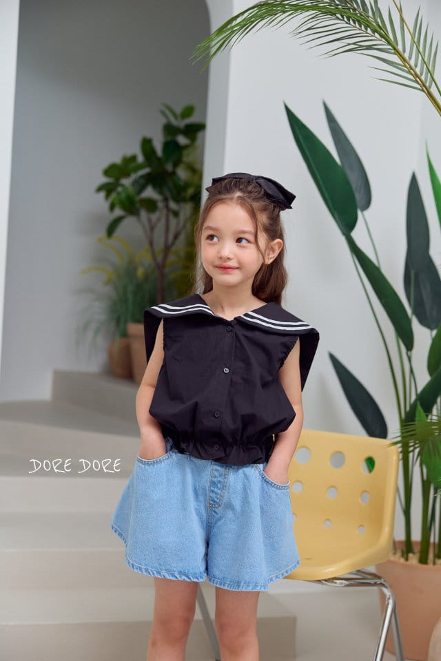 Dore Dore - Korean Children Fashion - #kidsstore - Marine Sleeveless Crop Blouse