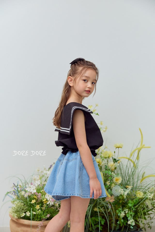 Dore Dore - Korean Children Fashion - #kidzfashiontrend - Marine Sleeveless Crop Blouse - 2