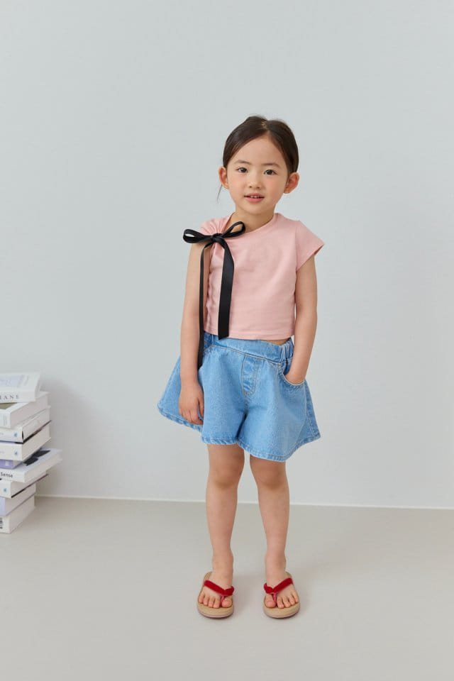 Dore Dore - Korean Children Fashion - #minifashionista - Unbalance Ribbon Crop Tee - 3