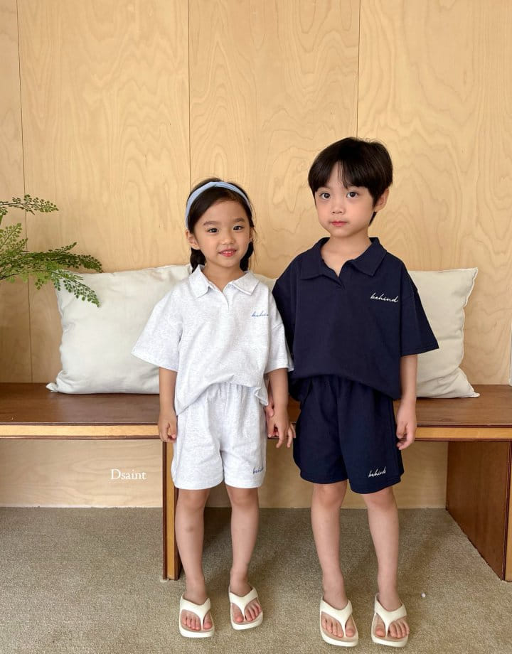 Dsaint - Korean Children Fashion - #Kfashion4kids - Behind Collar Top Bottom Set - 10