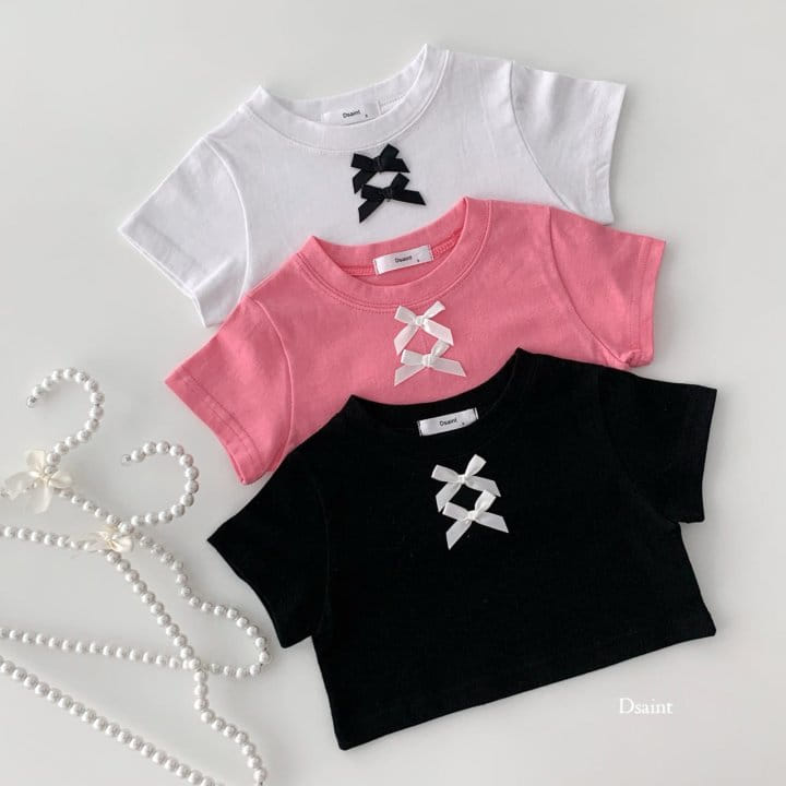 Dsaint - Korean Children Fashion - #childrensboutique - Ribbon Two Crop Tee - 6