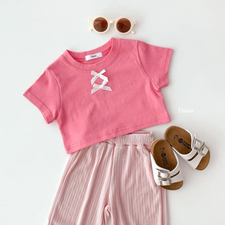 Dsaint - Korean Children Fashion - #fashionkids - Ribbon Two Crop Tee - 9