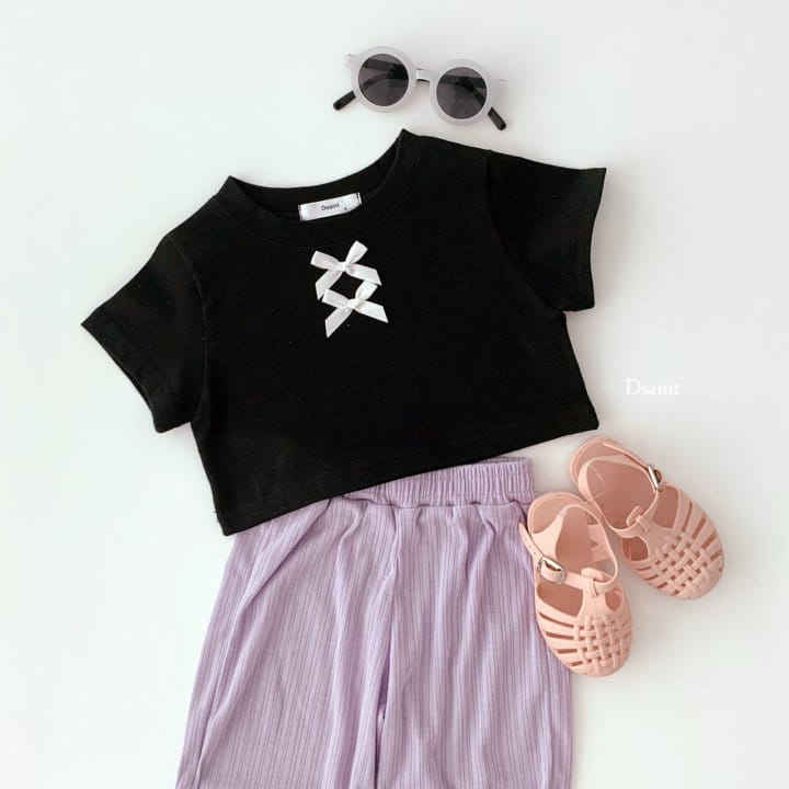 Dsaint - Korean Children Fashion - #kidsshorts - Ribbon Two Crop Tee - 10