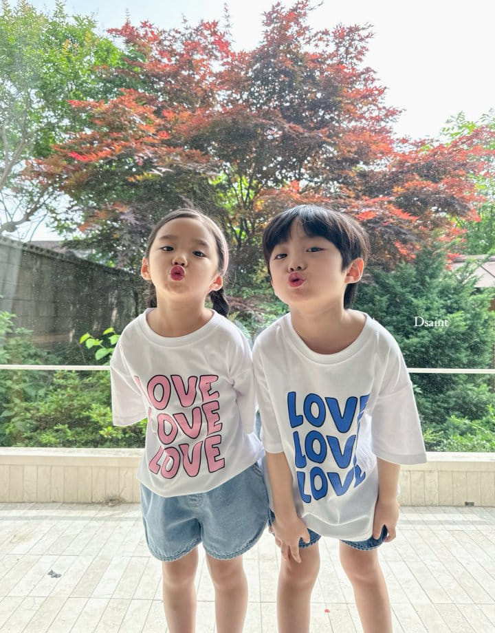 Dsaint - Korean Children Fashion - #kidsshorts - Three Love Tee - 6