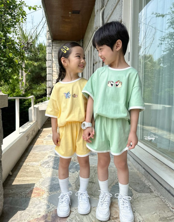 Dsaint - Korean Children Fashion - #kidsshorts - Two Of Us Piping Top Bottom Set - 8