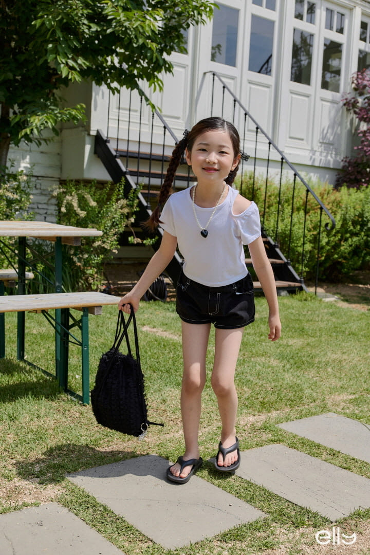 Ellymolly - Korean Children Fashion - #kidsstore - Unbalance Slit Crop Tee - 7