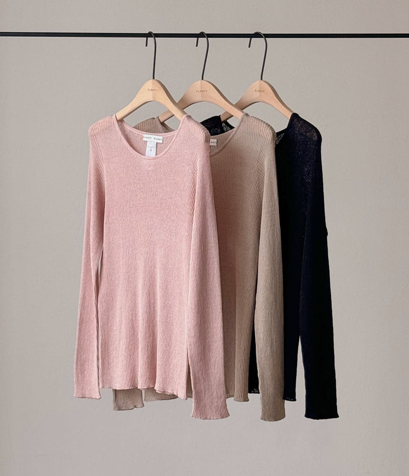 Floaty - Korean Women Fashion - #womensfashion - Wholegarment Basic Ribbed Round Tee - 3