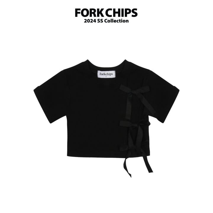 Fork Chips - Korean Children Fashion - #Kfashion4kids - Cross Ribbon Tee - 9