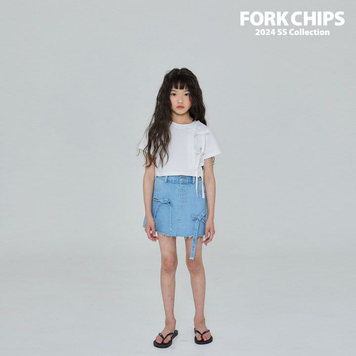 Fork Chips - Korean Children Fashion - #designkidswear - Cross Ribbon Tee - 3