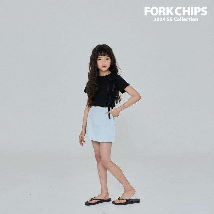 Fork Chips - Korean Children Fashion - #designkidswear - Cross Ribbon Tee - 4