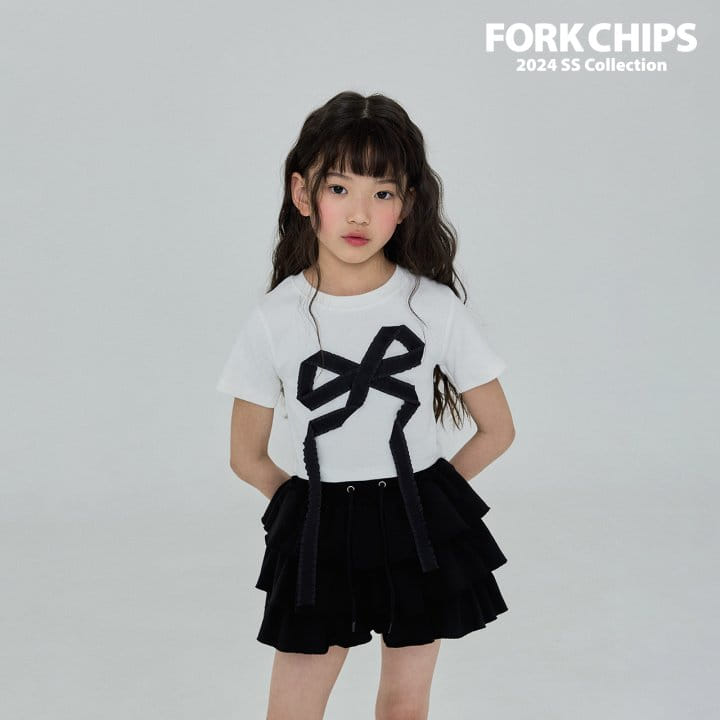 Fork Chips - Korean Children Fashion - #kidsshorts - Drop Ribbon Tee - 5