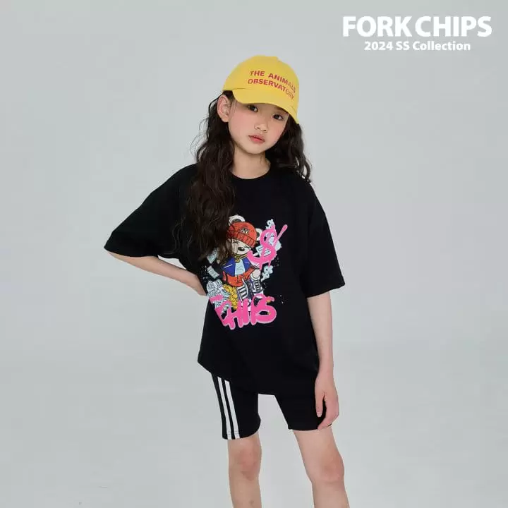 Fork Chips - Korean Children Fashion - #kidsshorts - Hip Hop Bear Tee - 2